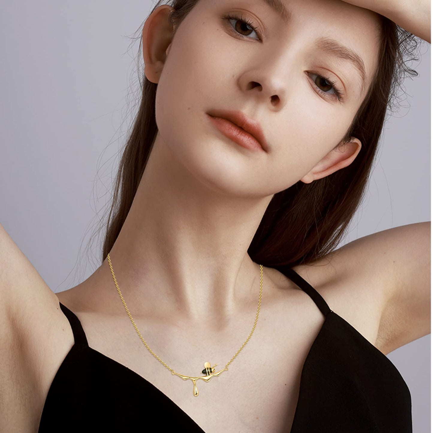 CUOKA MIRACLE Gold Bee Pendant 925 Sterling Silver Honey Bee Necklace Bumblebee Jewelry Birthday Gifts for Women