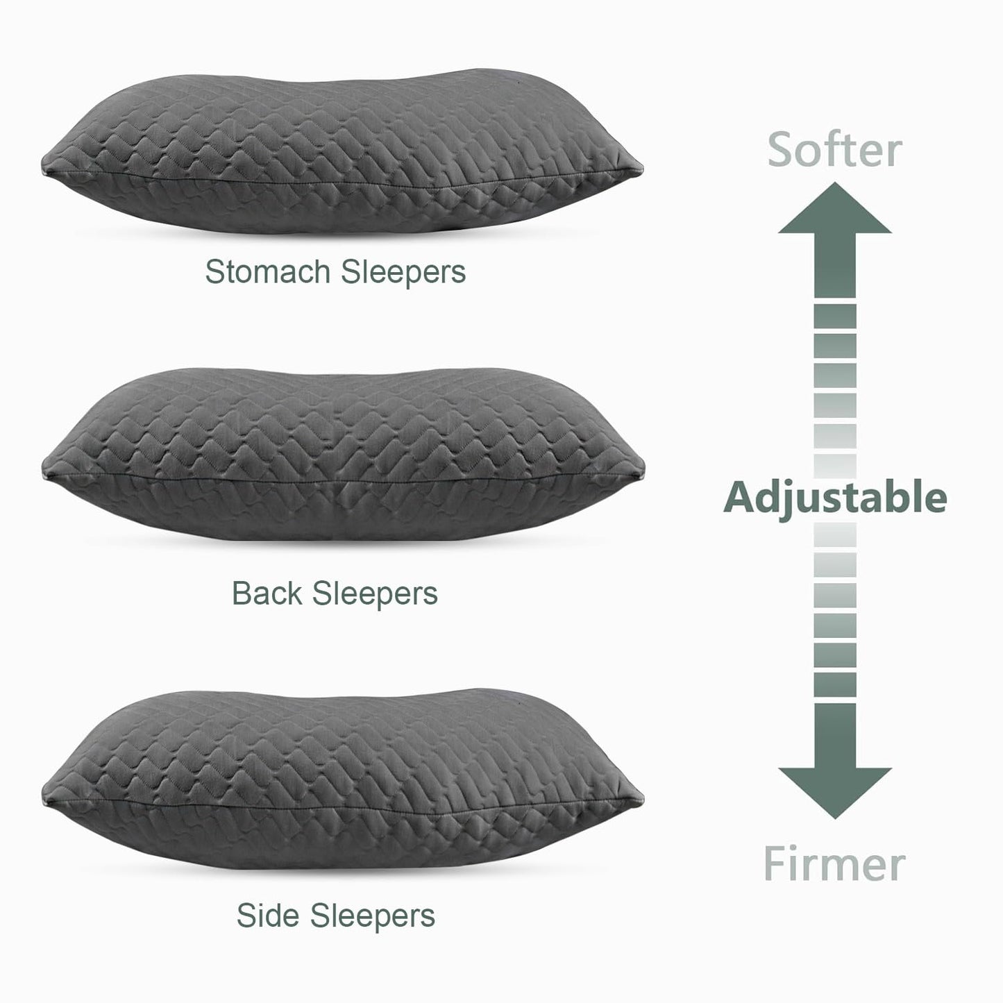 CHxxy Adjustable Side Sleeper Pillow for Neck and Shoulder Reilef, Ergonomic Design Medium Firm Queen Size Bed Pillows, Cross Cut Memory Foam Pillows for Back, Stomach and Side Sleepers