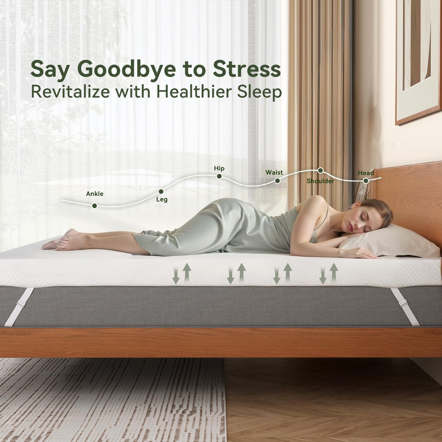 BedsPick Queen Mattress Topper, 3 Inch Gel Memory Foam Mattress Topper - Soft Bamboo Cover, Pressure Relief, CertiPUR-US Certified
