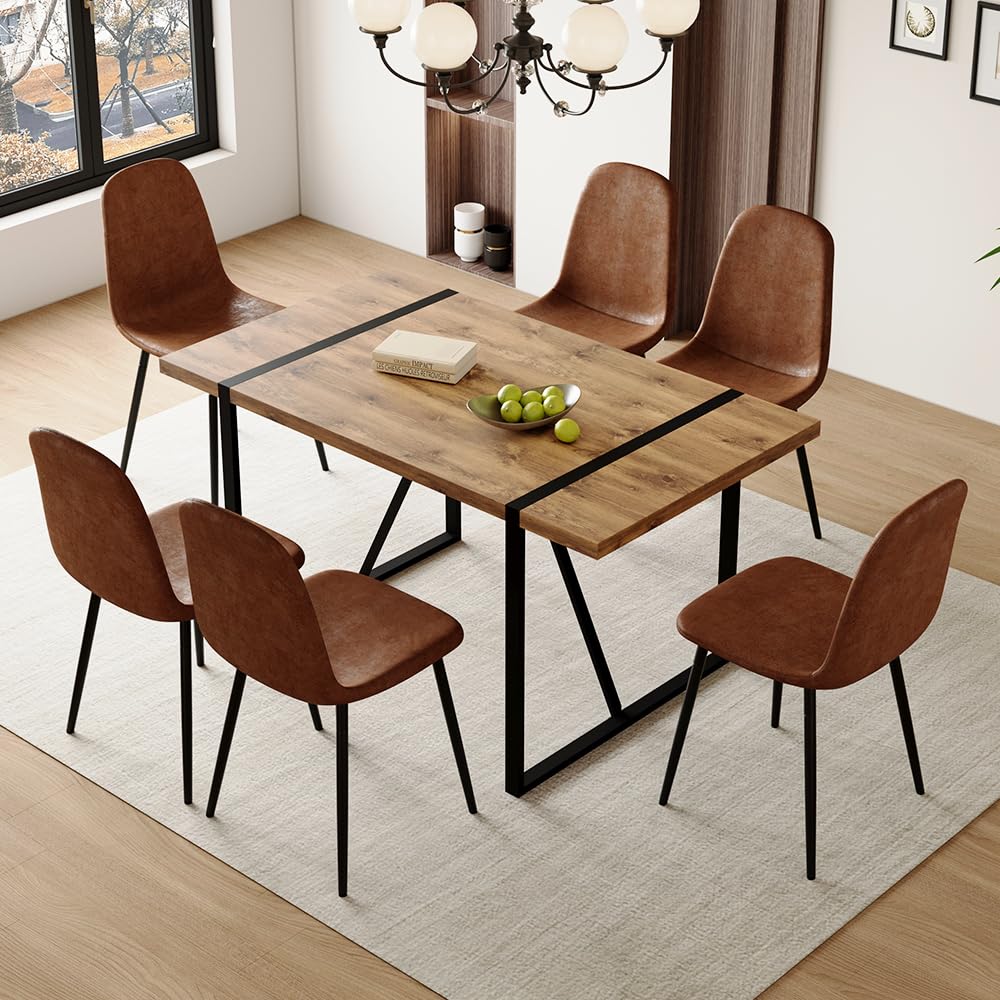 MUUOKY Dining Room Table Set for 6, Dining Table Set for 6, Dining Table for 6 with Chairs - Easy Assembly