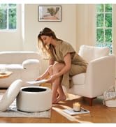 COLAMY Sherpa Accent Chair with Storage Ottoman Set, Upholstered Barrel Arm Chair with Footrest, Modern Living Room Chair with Back Pillow, Cream