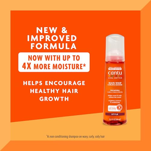 Cantu Wave Whip Curling Mousse for Natural Hair with Pure Shea Butter, 8.4 fl oz (Pack of 2)