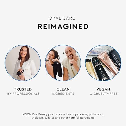 MOON Charcoal Toothpaste, Whitening Stain Removal for Everyday Brightening - SLS Free Teeth Whitening Toothpaste Without Fluoride - Vegan - Reduce Plaque & Support Gum Health - Peppermint (2 Pack)
