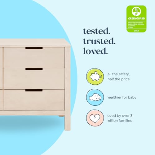 Carter's by Colby 6-Drawer Baby Dresser for Bedroom - Kids Dresser for Boys & Girls - Double Chest of Drawers for Nursery - Versatile Wooden Dresser for Living Room & Hallway - Washed Natural
