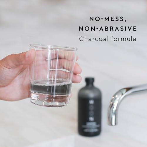 MOON Charcoal Mouth Rinse -Teeth Whitening Mouth Wash for Adults - Alcohol & Fluoride Free with Non-Abrasive Charcoal - Gentle on Enamel - No-Burn Formula - Support Healthy Gums (16.2 Fl Oz)