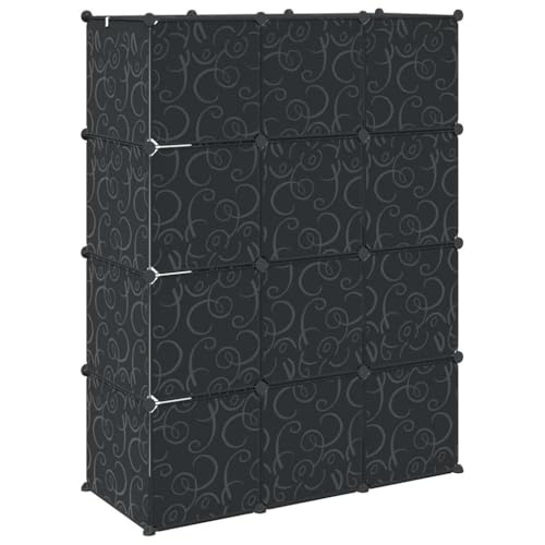 Teenpull Modular Closet Cabinet Storage Lockers Clothes Locker Hanging Wardrobe, Black & White Plastic Shelves for Bedroom, Closets, Clothing - Modern Design