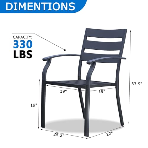Outdoor Dining Chairs Set of 6, Stackable Patio Dining Chairs, Black Metal Patio Set for Garden Backyard Lawn Deck Support Over 300 lbs, All-Weather