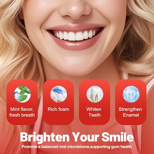 SP- 8 Probiotic Whitening Toothpaste for Teeth Whitening/Brightening & Fresh Breath, 8 Probiotics Formula for Gum Health, Fluoride-Free, Minty Fresh Flavor,4.23oz (2 Tubes)