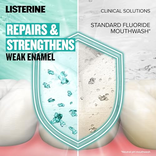 Listerine Clinical Solutions Enamel Strength Mint Oral Rinse, Daily Anticavity Fluoride Mouthwash to Repair Tooth Enamel & Prevent Cavities for Stronger* Teeth, Alpine Mint, 1 L
