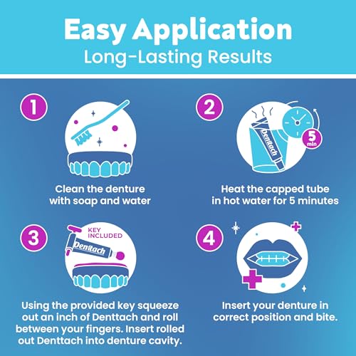 Denttach Seven Denture Adhesive, Thermoplastic Denture Adhesive, Cushion, Reliner for Upper and Lower Dentures, Comfortable, Secure Denture Grip for Up to 7 Days, Non Glue, Zinc Free