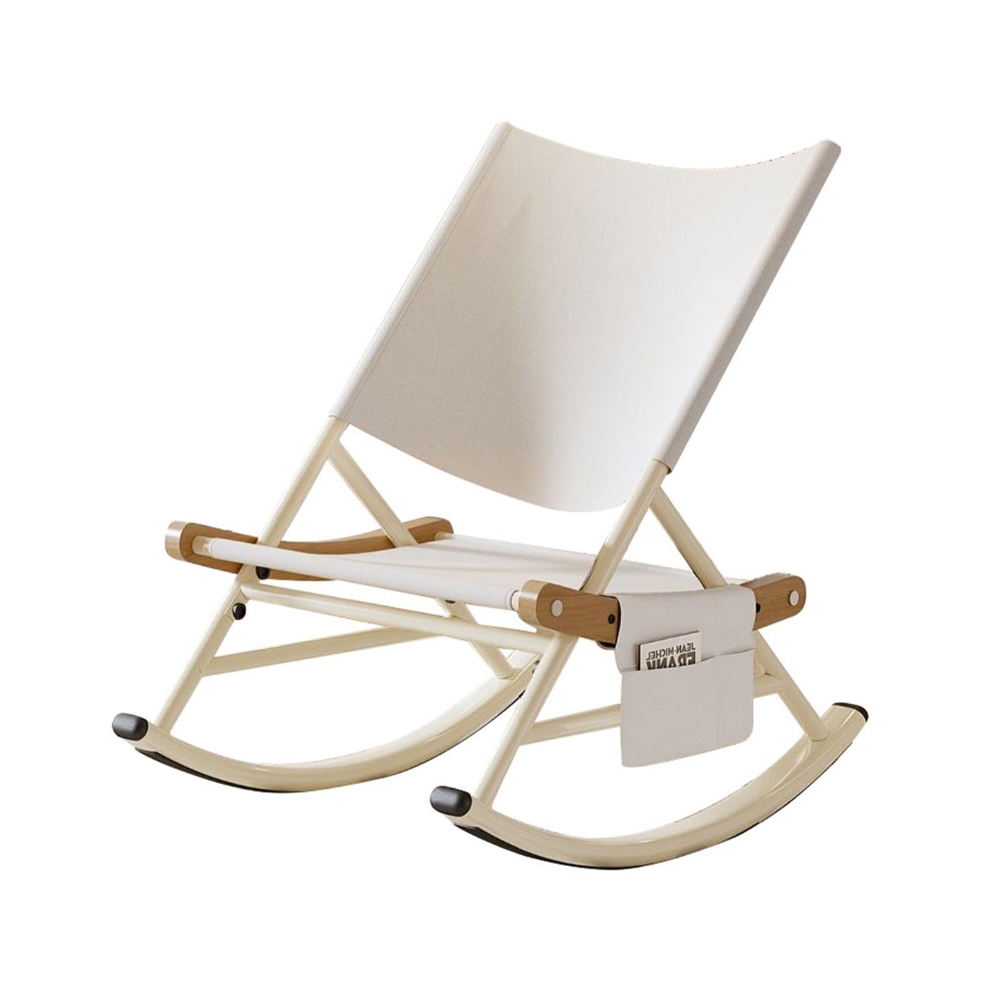 Folding Patio Outdoor Rocker Chairs,Comfortable Folding Freestyle Lounge Chair with Side Pocket Carry Bag,Hard Armrests,Supports 400 lbs-White