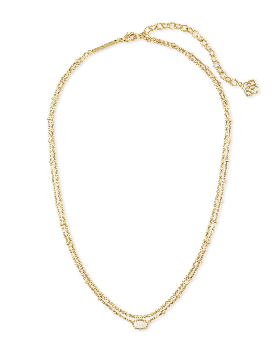 Kendra Scott Emilie Multi-Strand Necklace for Women, Fashion Jewelry, 14k Gold-Plated, Iridescent Drusy