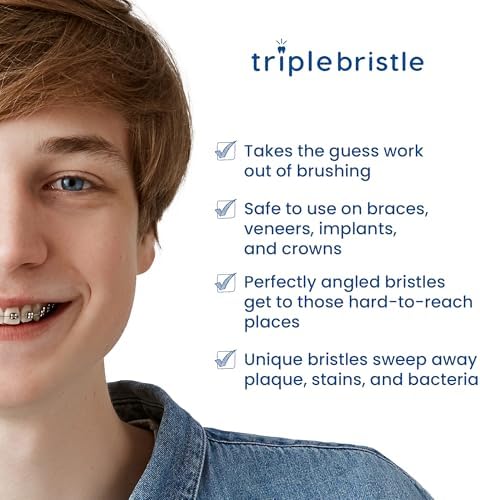 Triple Bristle GO 3 Sided Sonic Toothbrush - Soft Nylon Bristles, Autism & Special Needs Toothbrush for Kids & Adults, Travel Friendly