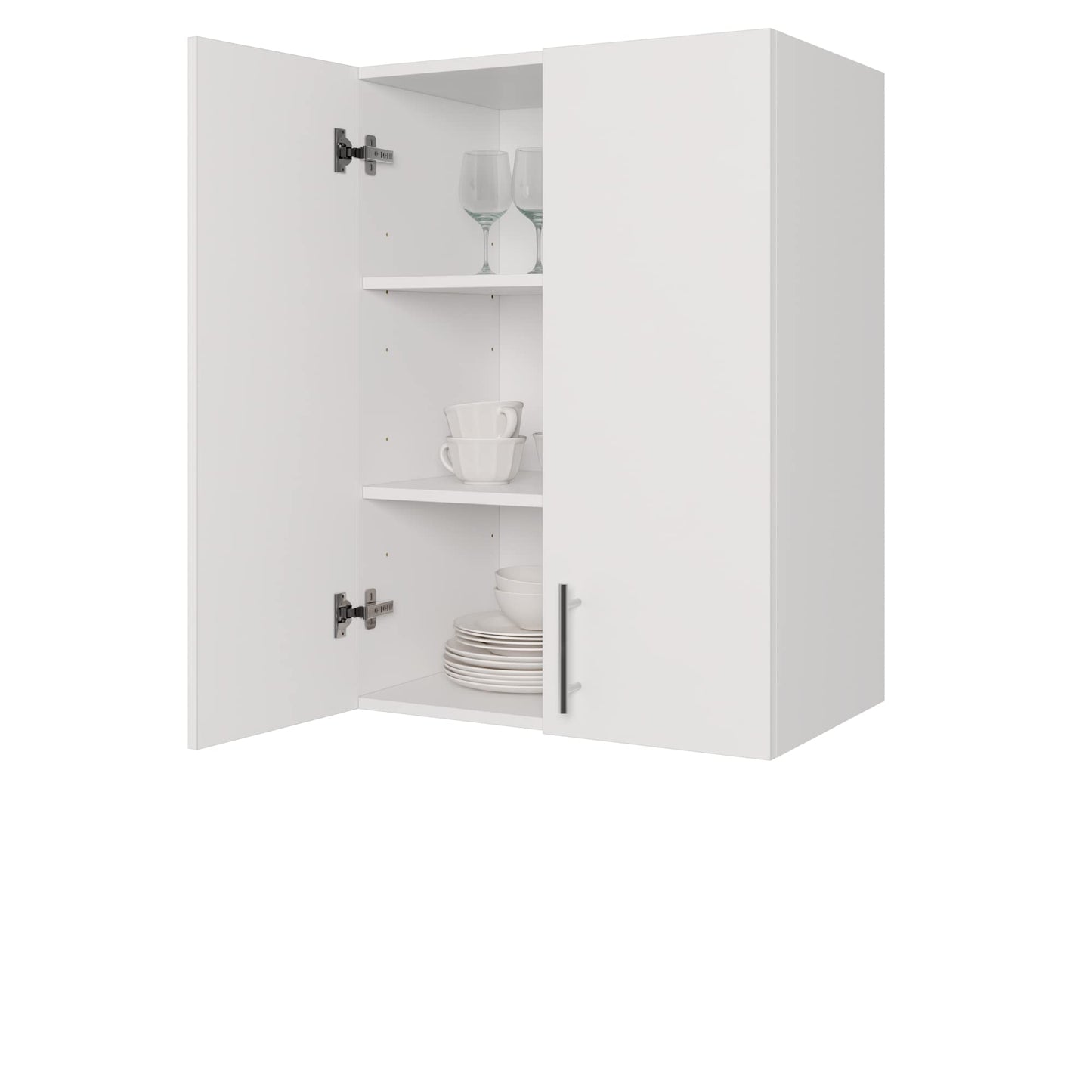 Dumekko Kitchen Wall Cabinets, 24" W x 16" D x 33" H Garage Wall Cabinet with 2 Adjustable Shelves and 2 Doors, Over The Toilet Storage Cabinet for Bathroom, Kitchen, Cupboard, White
