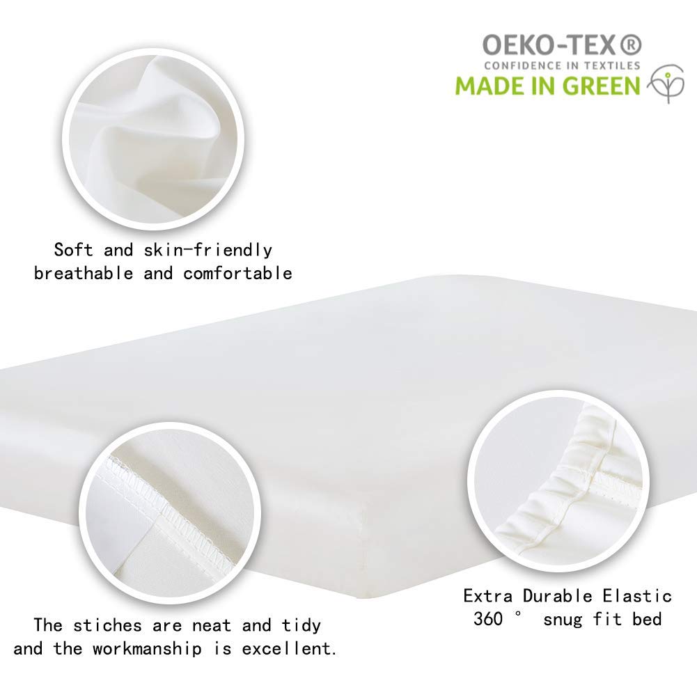 ELINEN 100% Supima Cotton Sheets 600 Thread Count,Bed Sheet Set Queen Size Sheets 4 Pieces,Soft & Silky Sateen Weave, Fits Mattress Up to 18",Deep Pocket, Breathable & Fade Resistant(Ivory,Queen)