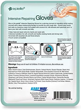 Epielle Intensive Repairing Hand Masks 6 Pairs, Deep Moisturizing Gloves for Dry, Cracked Hands, Repair with Coconut Oil & Milk Extract, Korean Skin Care, Spa Set, Self Care Gifts for Women