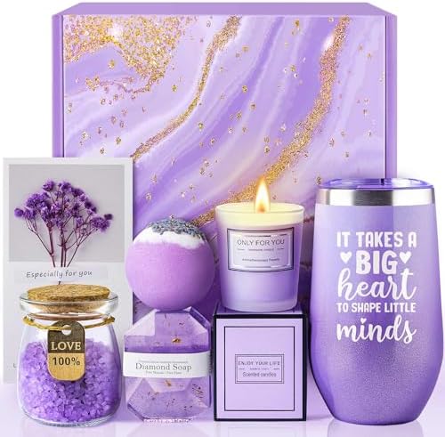 Teacher Appreciation Gifts, Easter Valentines Day Mothers Day Thanksgiving Christmas Gifts for Teacher, Back to School Gift - Unique Lavender Spa Basket Set for Women
