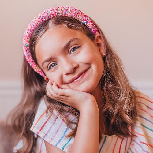 FROG SAC Headband for Girls - Sprinkle Padded Head Bands for Kids, Puffy Toddler Headbands, Little Girl Confetti Hair Band Accessories, Pink Candy Hairbands, Easter Basket Fillers Stocking Stuffers