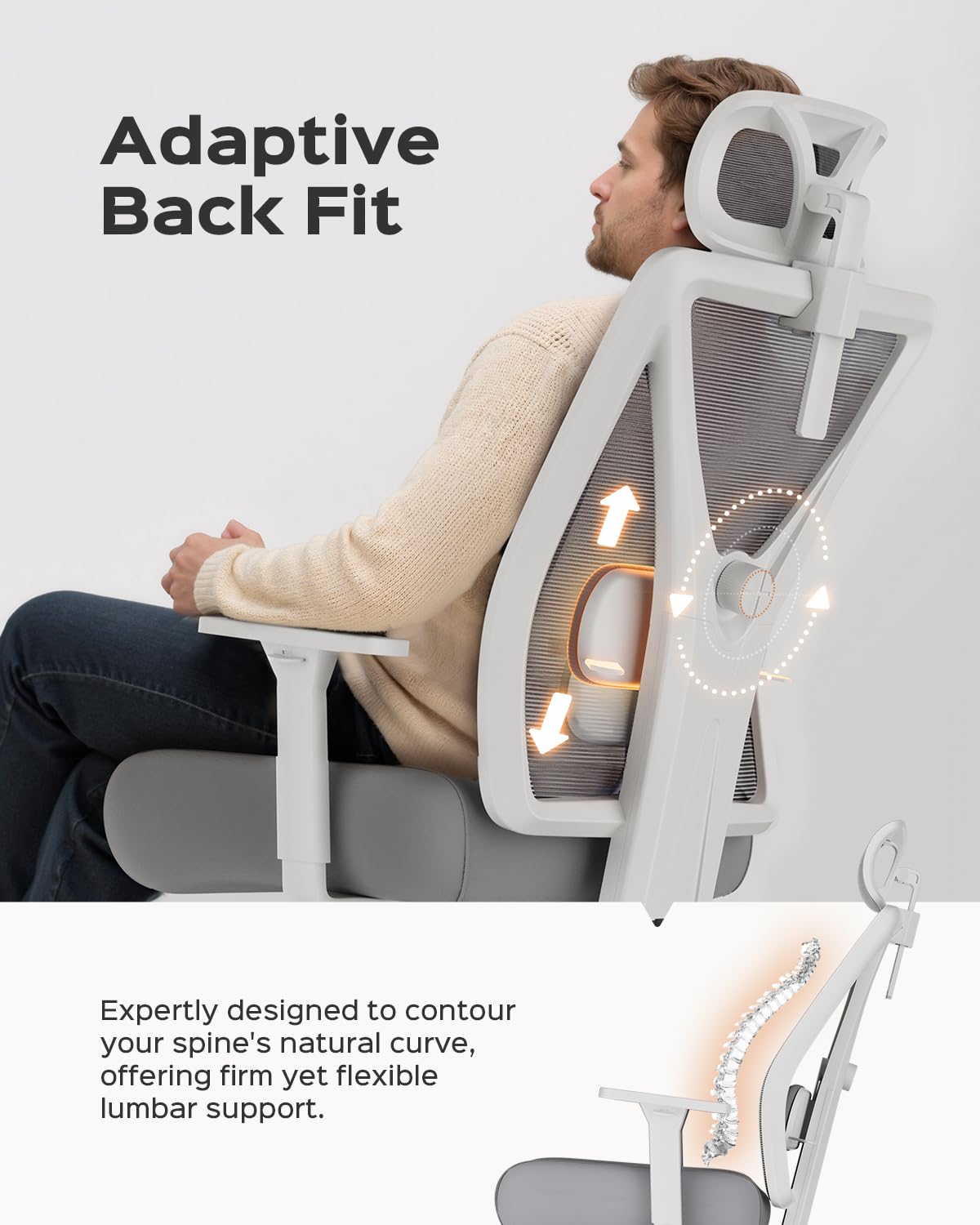 Dowinx Big and Tall Office Chair 600lbs,Ergonomic High Back Computer Desk Chair with Wide Thick Seat Cushion,Adjustable Lumbar Support and Backrest,Metal Base,Grey