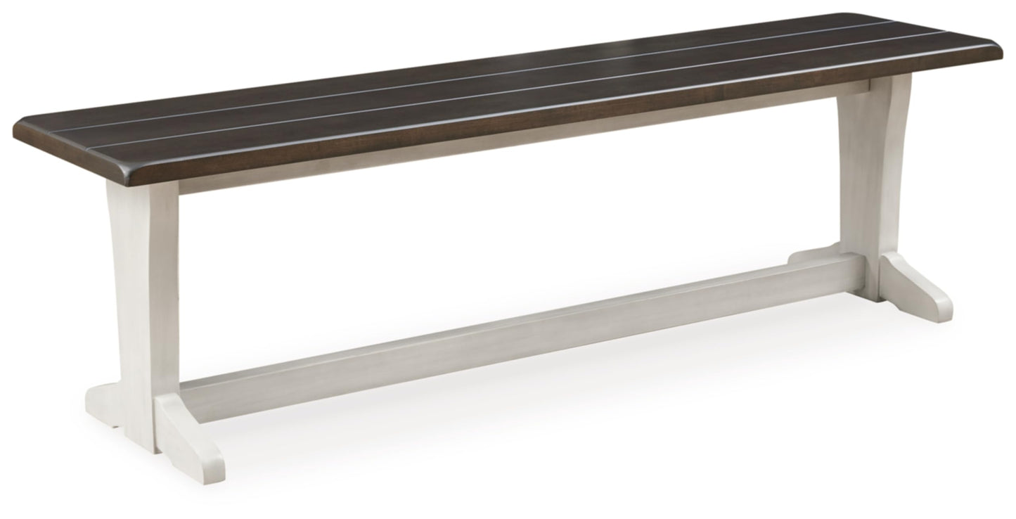 Signature Design by Ashley Darborn Farmhouse 62" Dining Bench, Light Gray & Dark Brown