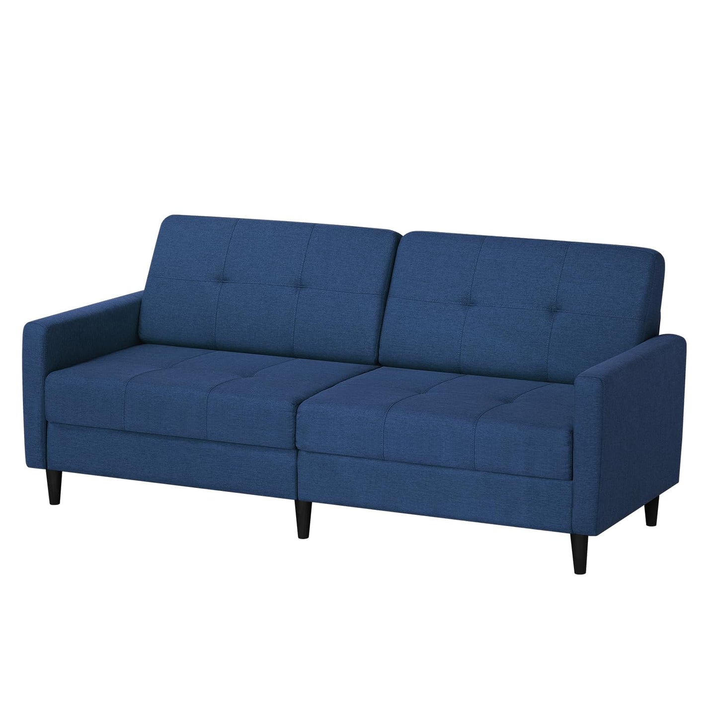 Lesofair 77" Linen Fabric Sofa Bed with Adjustable Backrests, Convertible Loveseat Sofa with Storage Space, Modern Sleeper Couch with Wooden Legs for Living Room, Bedroom, Blue
