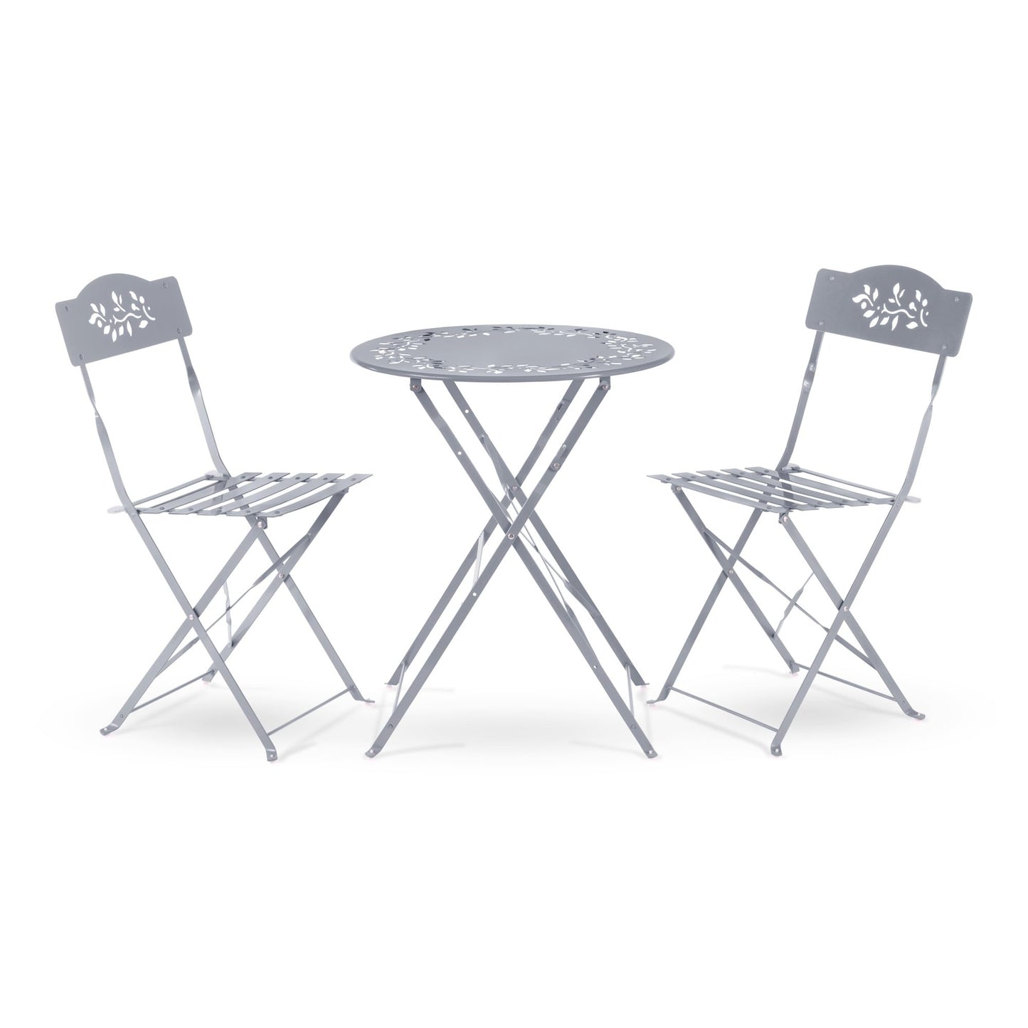 Alpine Corporation Indoor/Outdoor 3-Piece Bistro Set Folding Table and Chairs Patio Seating, Gray