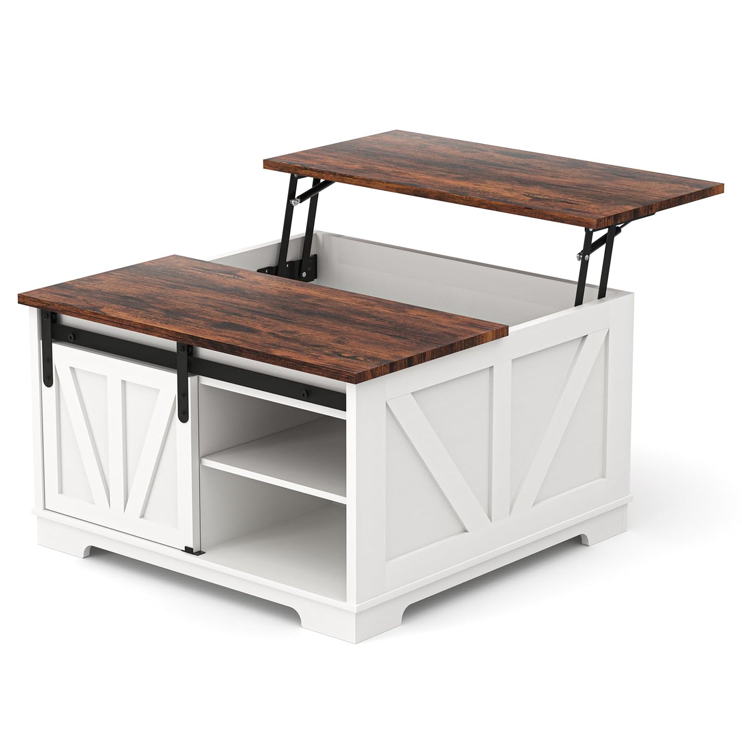 Loftiage 31.5” Lift Top Coffee Table with Hidden Storage, Farmhouse & Modern Square Coffee Table, Space Saving Center Table for Living Room, Home Office, Small Spaces