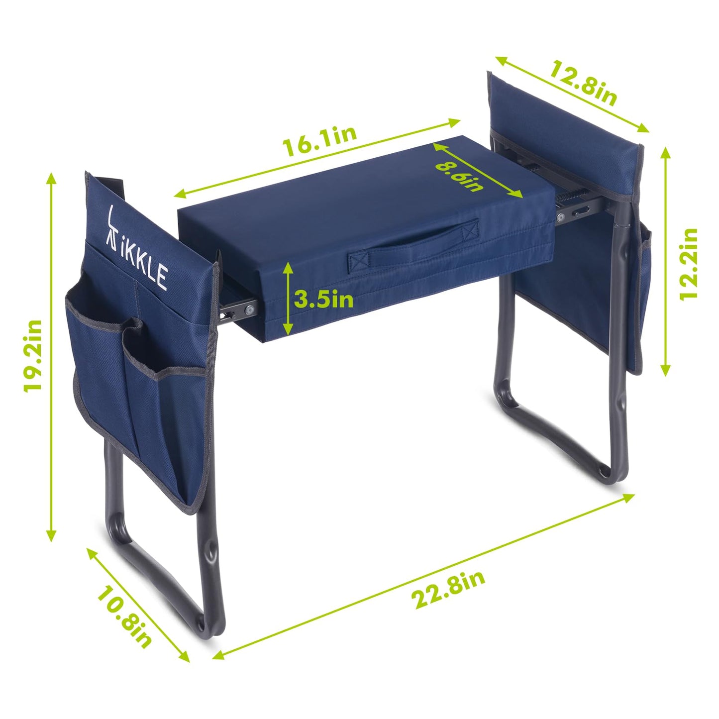 ikkle Heavy Duty Garden Kneeler Seat and Gardening Stool - Thicker Wider Soft Detachable Kneeling Pad - Gift for Women Men Christmas (Holds 330lbs/150kg)