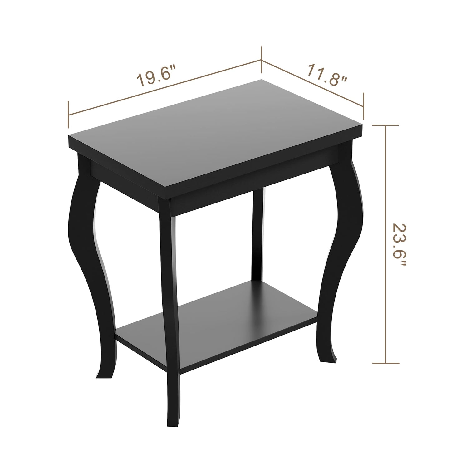 ChooChoo End Tables Living Room, Side Tables Living Room with Curved Legs and Storage Shelf, Small End Tables for Small Spaces, Black
