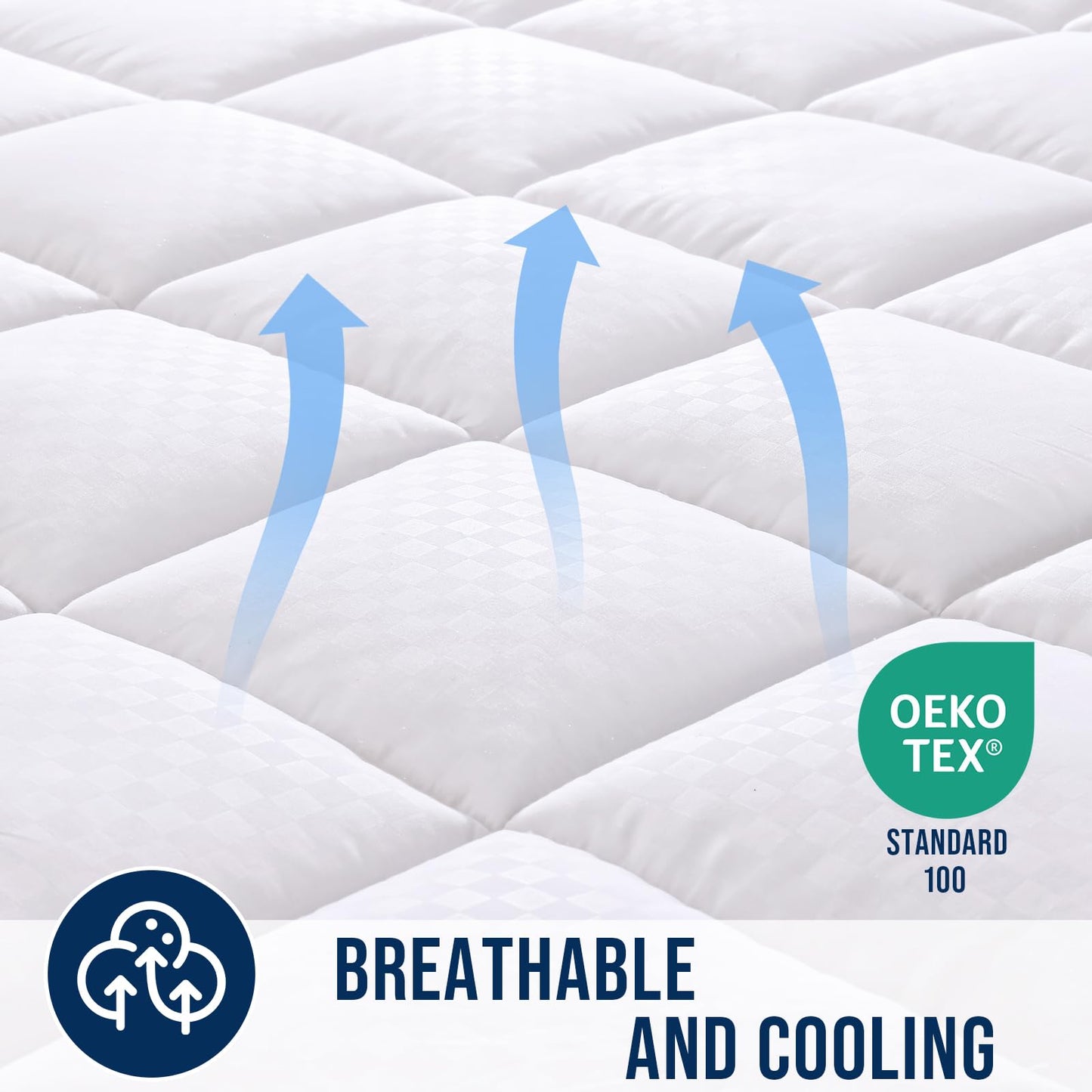 OLANLY Queen Quilted Fitted Mattress Pad, Elastic Fitted Mattress Topper, Cooling Soft Mattress Cover Stretches up to 21 Inches Deep, Machine Washable Mattress Protector (60x80 inch, White)