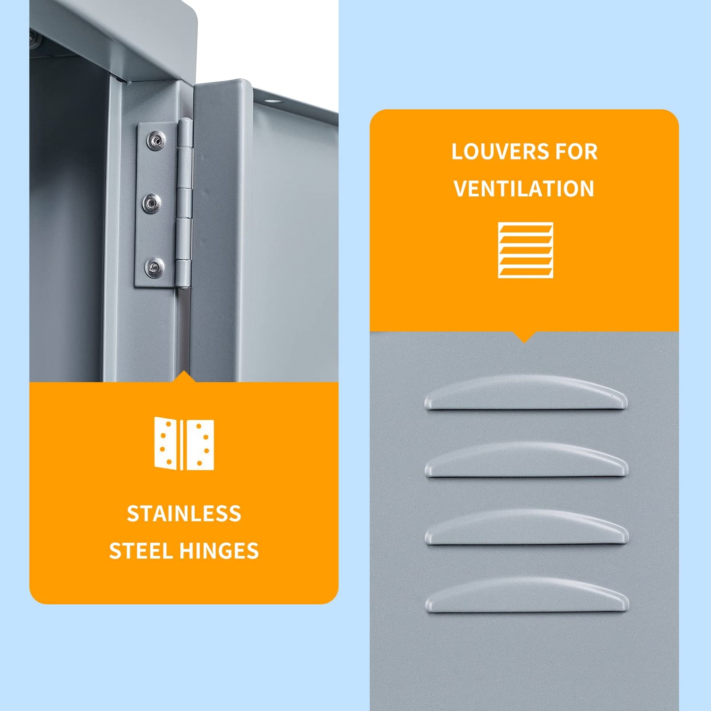 MIIIKO Metal Locker for Employees, 5 Tier Storage Shelves Cabinet, Steel Lockers with 5 Lockable Doors, for School, Home, Office, Changing Room and Gym