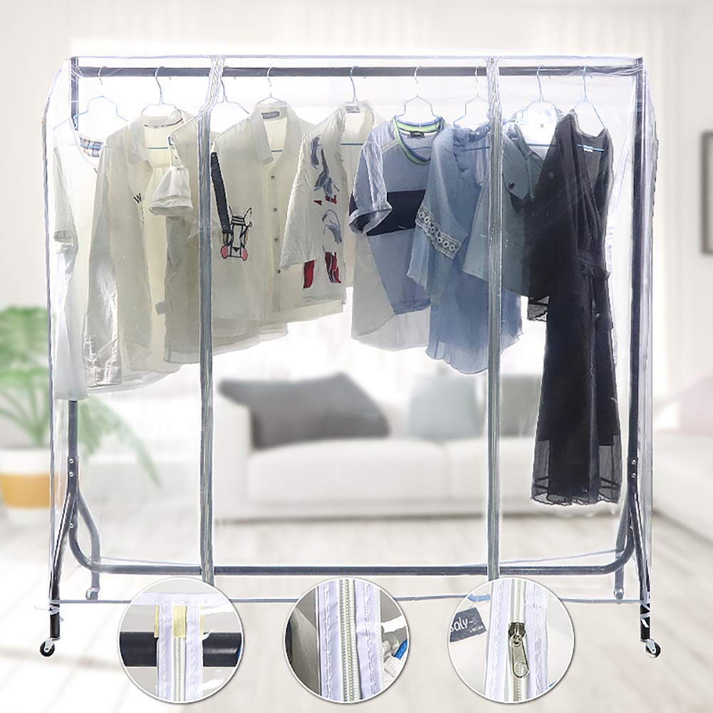 TzBBL Clothing Rack Cover, Clothes Garment Rack Cover 6 Ft - with 2 Durable Zippers, Waterproof Cover for Clothing Hanging Rack 71" X 20" X 52" (180 X 50 X 133 cm) - Only Cover