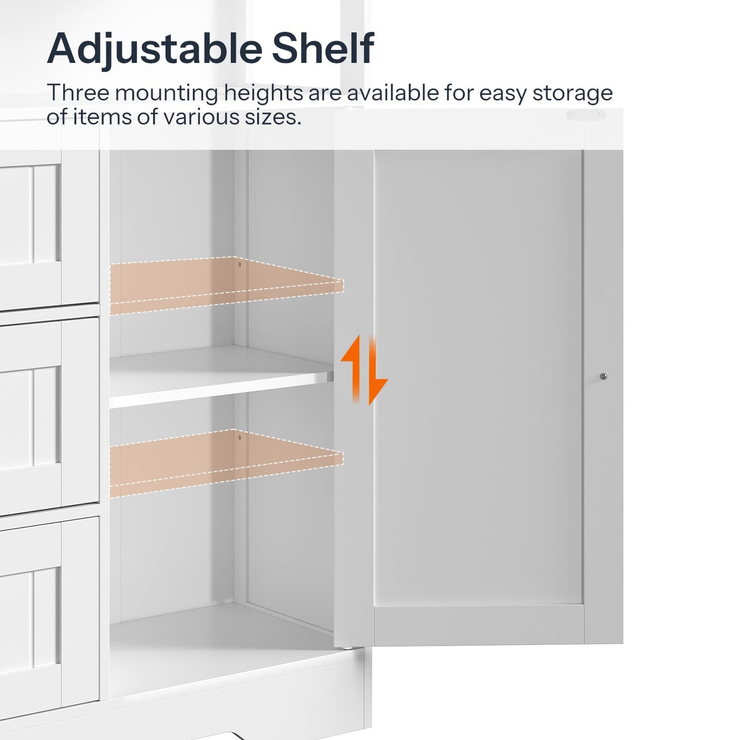 HOOBRO 28.3" Bathroom Storage Cabinet, Large Floor Cabinet, Freestanding Bathroom Storage Unit, 1 Cupboard and 3 Drawers, Adjustable Shelf, 28.3" L x 11.8" W x 37.8" H, White and Black