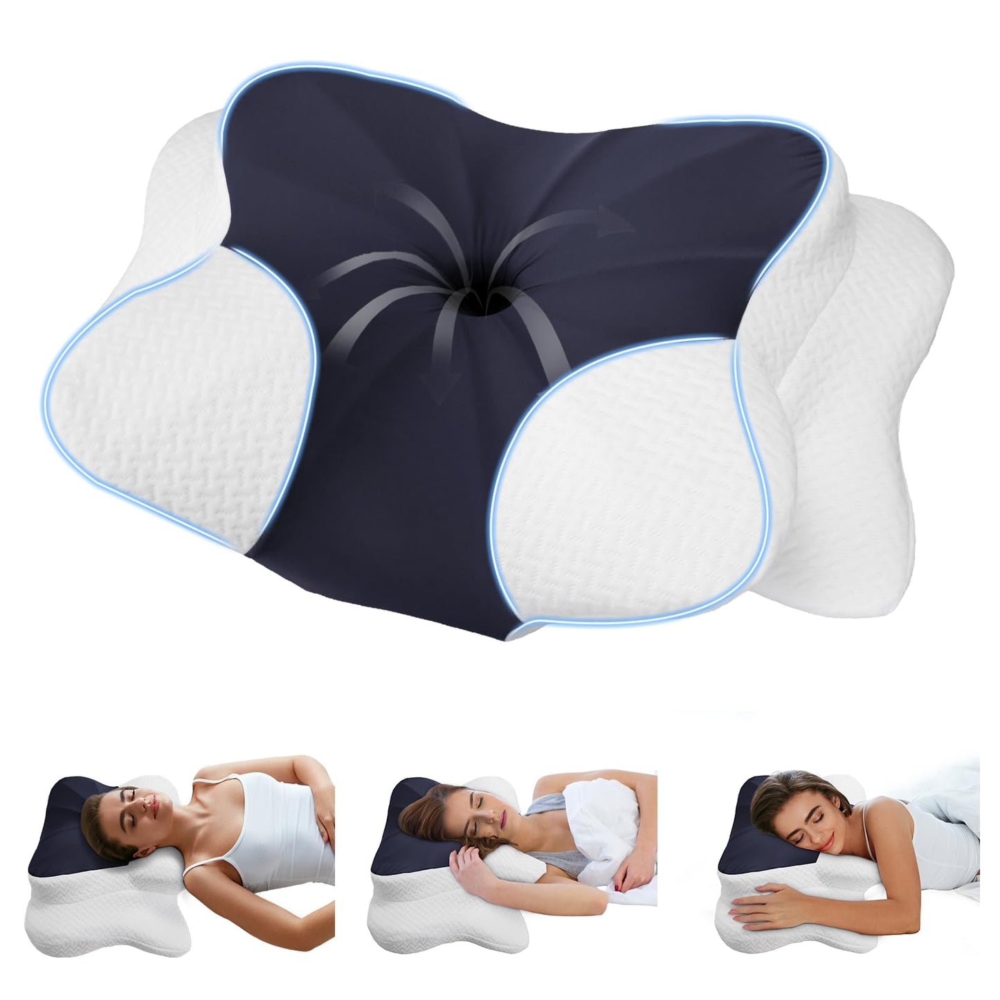 Ergonomic Cervical Pillow for Pain Relief - Adjustable Contour Memory Foam Pillow for Side, Back, Stomach Sleepers, Cooling Pillow for Neck and Shoulder, Breathable Bed Pillow with Removable Cover