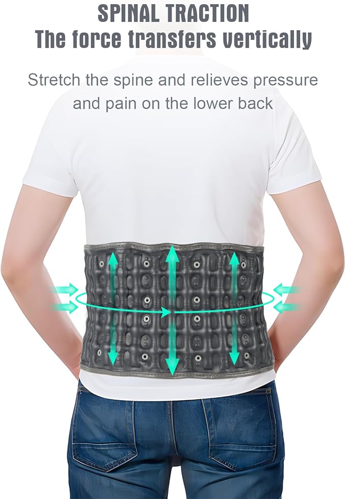 Decompression Back Belt with Cordless Heating Pad for Back, Lubar Support Belt and Back Reliver with Heat Pad for Women and Men, 4000mAh Rechargeable Battery, One Size Fits 29"-49" Waist