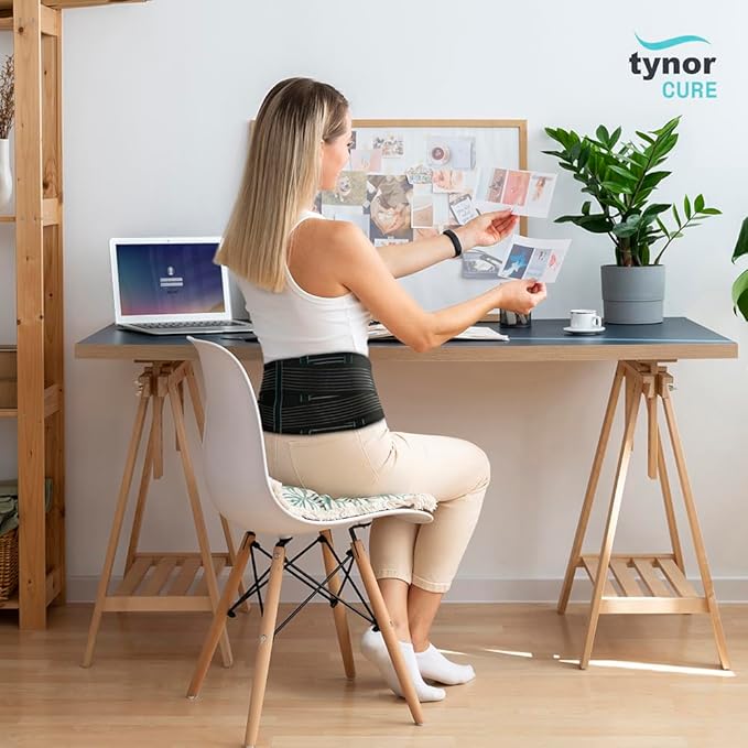 TYNOR Back Support Belt, Back Brace for Lower Back Pain,Breathable Lumbar Support Belt for Men & Women, Herniated Disc, Scoliosis & Lifting, Adjustable Straps with Lumbar Pad (XXL, Premium Black)