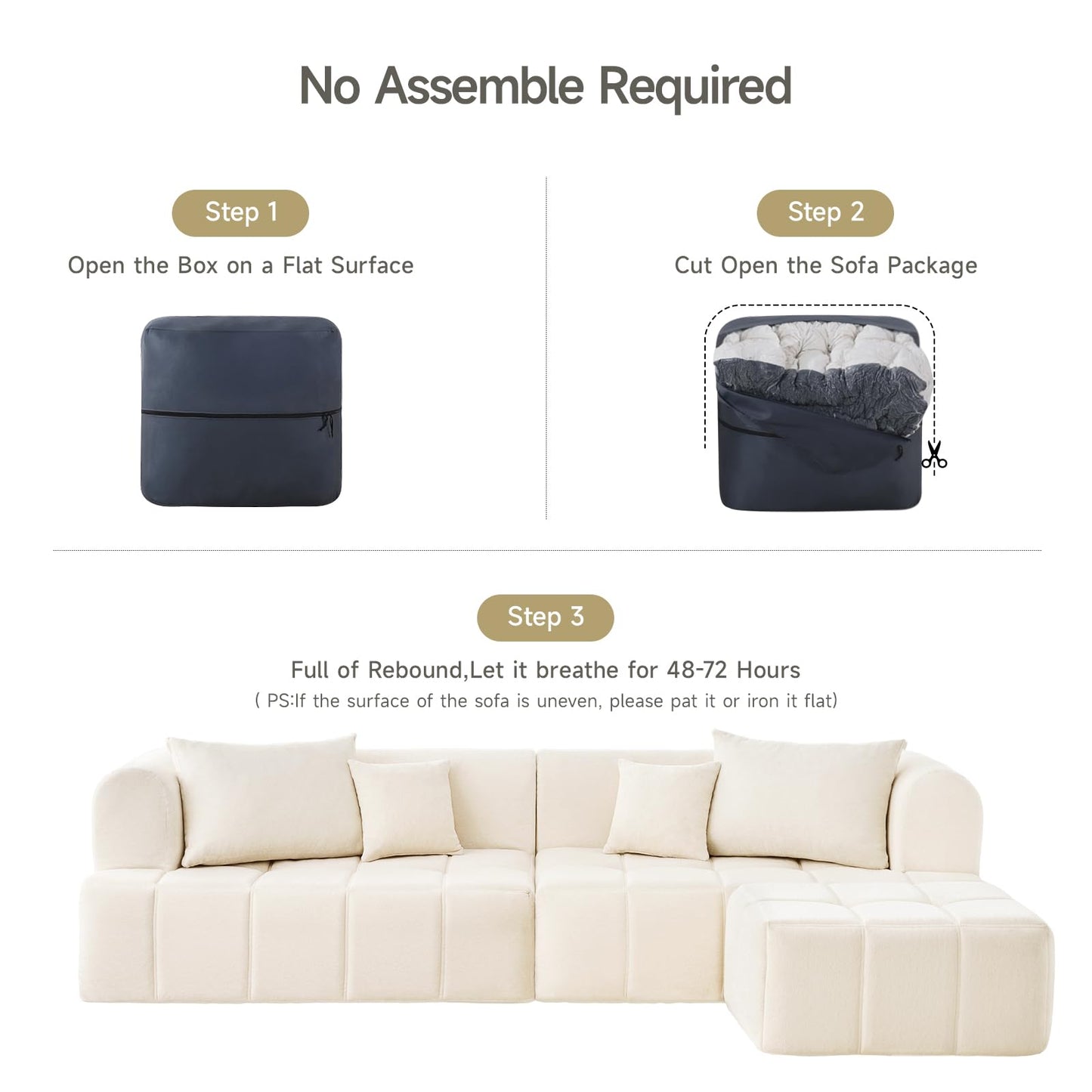 ONBRILL 97” Modular Sectional Sofa with Deep Seat, Cloud Sectional Couch with L-Shape Chaise,Chenille Upholstered Couches for Living Room Bedroom Apartments,No Assembly Required