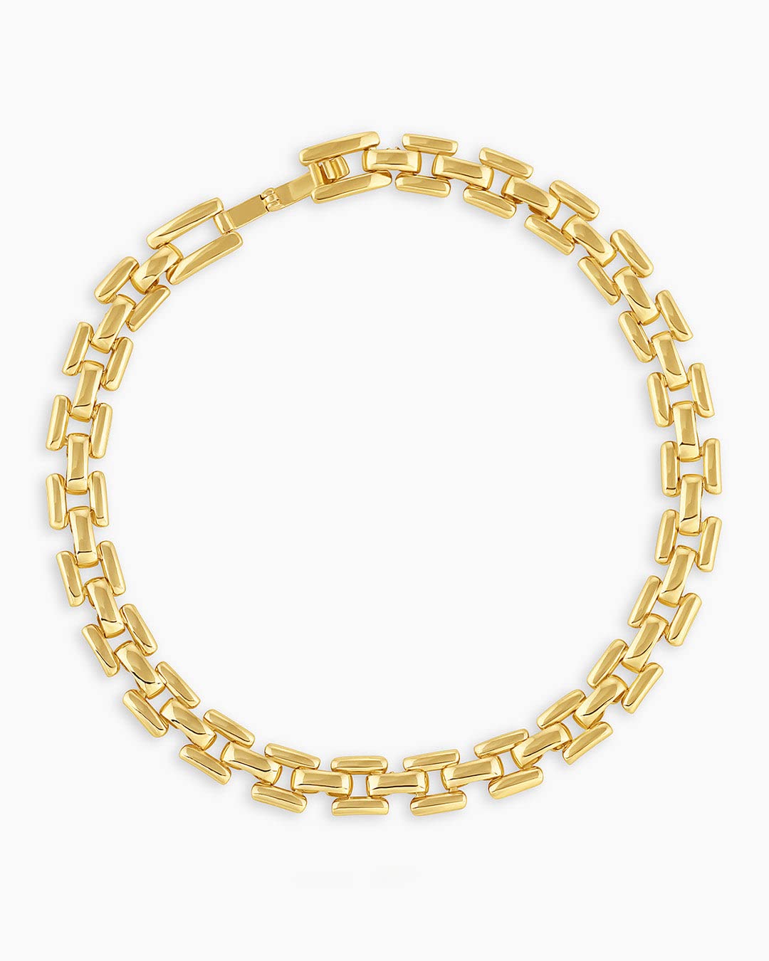gorjana - Brooklyn Bracelet 7"-7 1/4" - 18k Gold Plated Brass - Textured Chain Links - Stylish Retro Design - Versatile Stacking, Lightweight Comfort