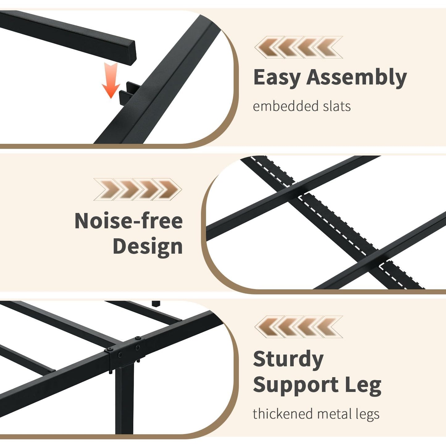CHABUILDREARK Rattan Bed Frame King, Boho King Bed Frame and Headboard, Metal Platform King Size Bed Frame with Strong Slats Support, No Box Spring Needed, Noise-Free, Easy Assembly, Black