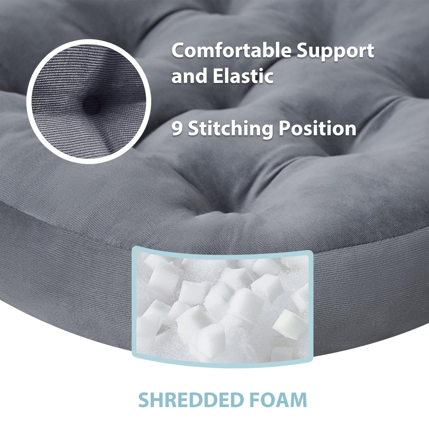 SM-XLHN Meditation Floor Pillow for Adults, 2-Pack Round Yoga Tufted Floor Cushions for Sitting, Dark Grey, 22 x 22 x 4 in