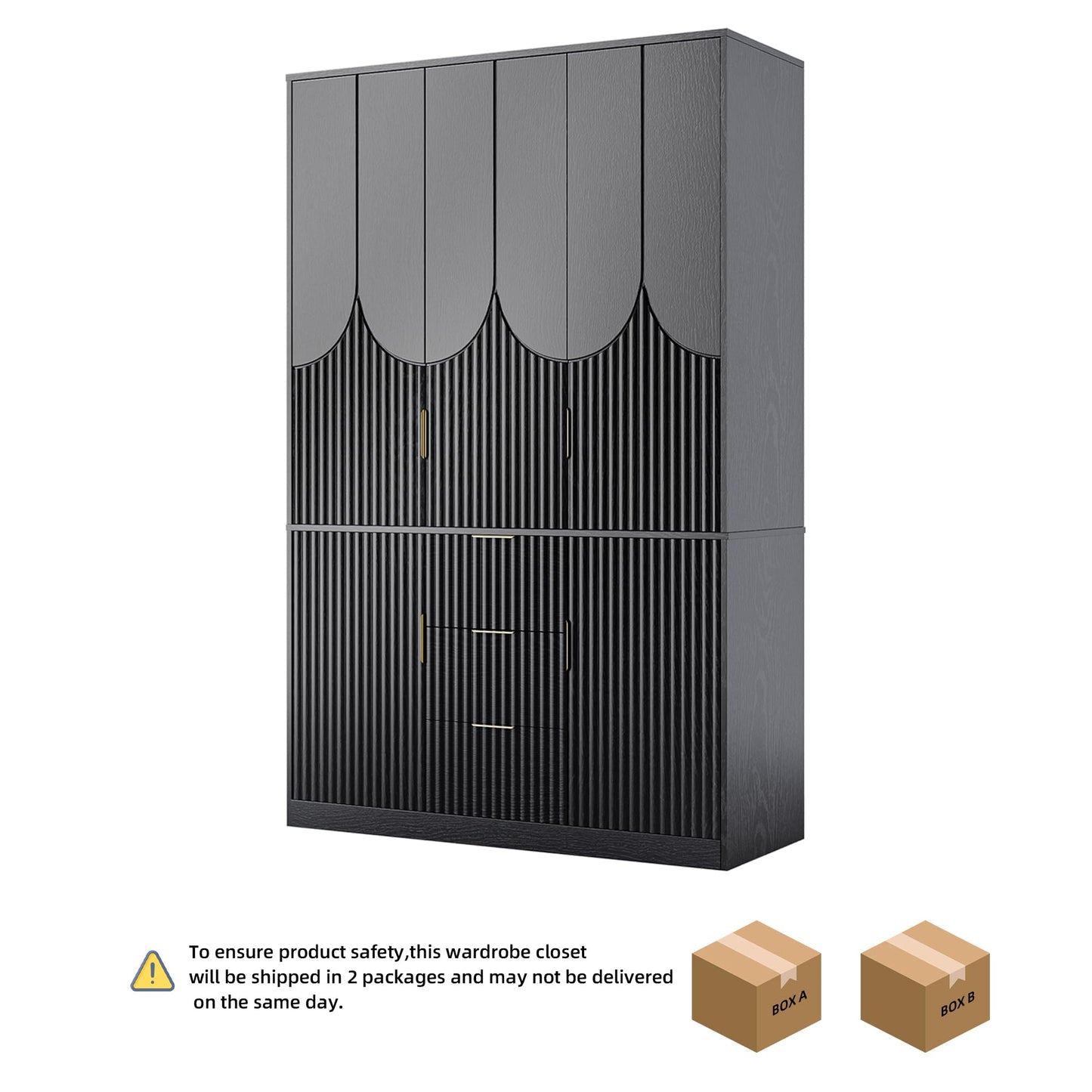 TOKSOM 71" Wardrobe Armoire Wooden Closet with 3 Doors 3 Drawer and 2 Cabinet, Bedroom Armoire with Hanging Rod Shelf, Modern Wooden Bedroom Armoire Freestanding Wood Closet Storage Cabinet