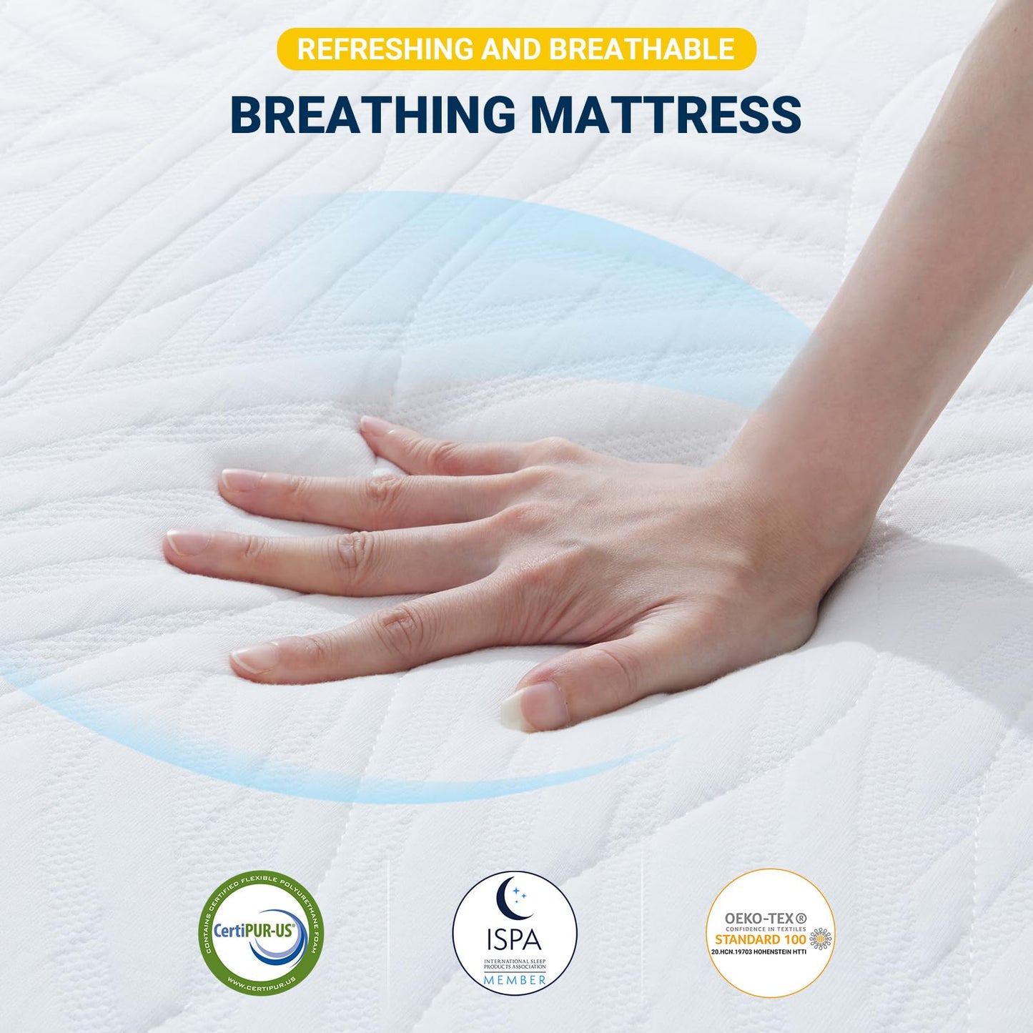 Avenco Queen Size Gel Memory Foam Mattress, 8 Inch, Medium Firm, Blue, CertiPUR-US Certified