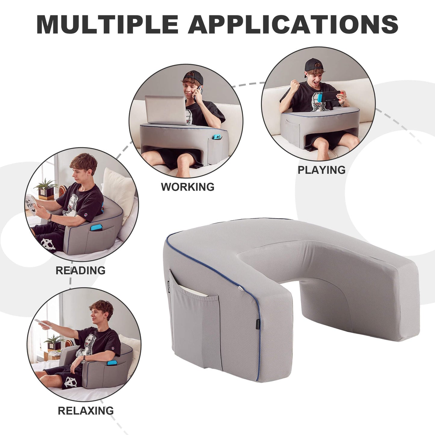 cooloo8 Reading Pillow, Ergonomic Lap Desk, Book Pillow for Reading in Bed, Arm Rest for Couch, Lap Pillow, Reading Cushion, Gaming Pillow, Arm Pillows for Adults