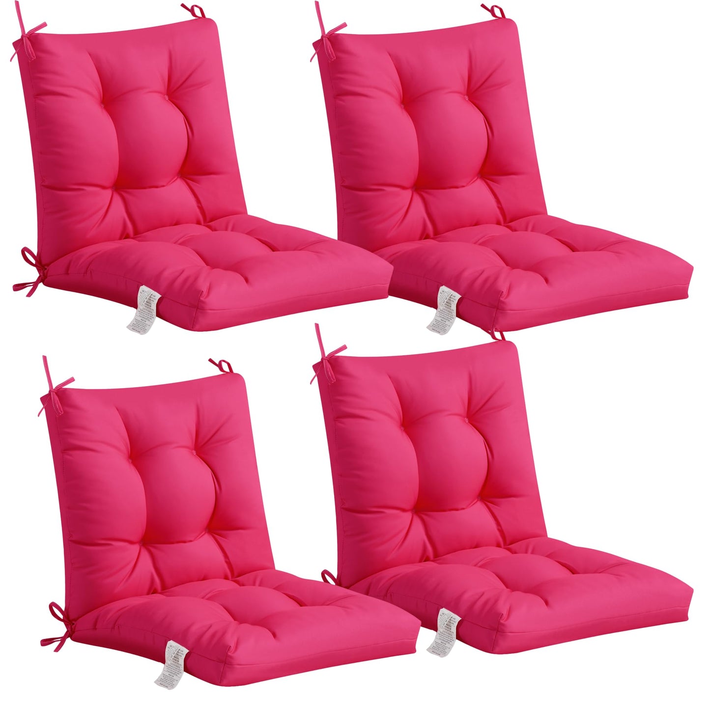 ADLIVWYD Seat & Back Combined Outdoor Chair Cushion Set, Comfort Tufted Replacement Dining Chair Cushion with Ties for Patio Furniture, 40x20x4 inches (Pink)