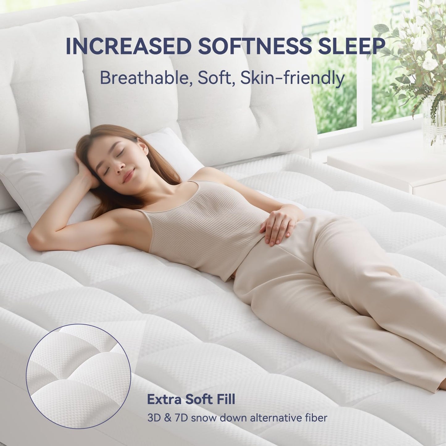 ELEMUSE Queen Size Dual Layer 3 Inch Memory Foam Mattress Topper, 2 Inch Cooling Gel Memory Foam and 1 Inch Thick Soft Pillow Top Mattress Pad Cover for Back Pain Relief, Bed Topper for Side Sleep