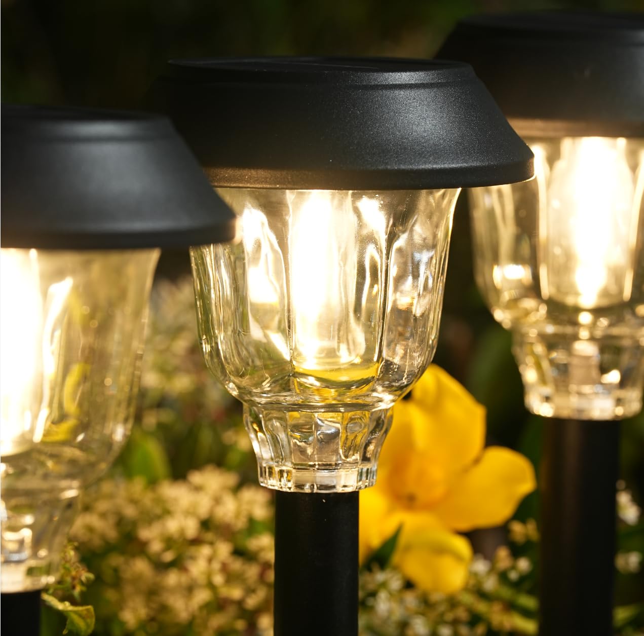 DOESLAG Solar Lights Outdoor Waterproof, 6 Pack Metal Glass Solar Pathway Lights Outdoor, Bright LED Outdoor Solar Lights for Yard Garden Path Walkway