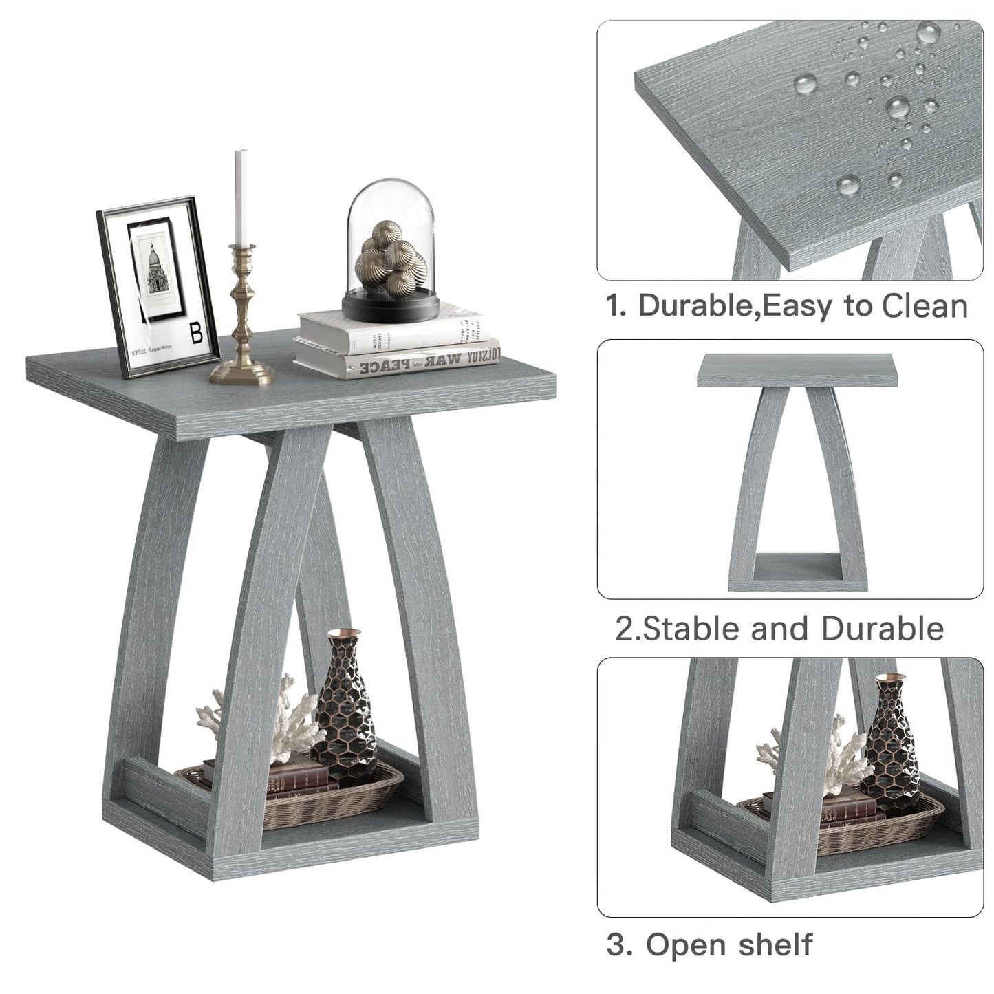 FROMJBEST End Table, Side Table, Nightstand, Sofa Side Table with Shelf, Modern End Table for Living Room, Bedroom