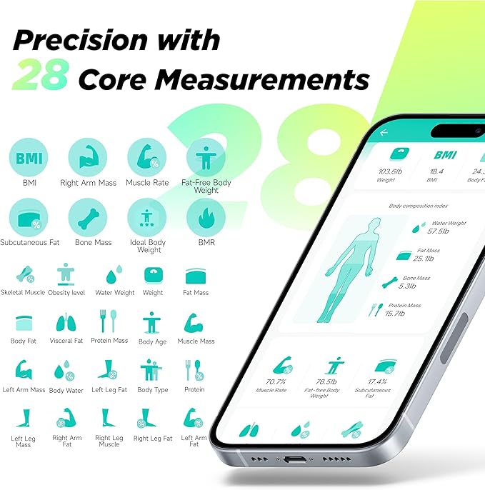 Runstar Smart Scale FSA or HSA Eligible, 8 Electrodes Digital Bathroom Scale for Body Weight and Fat, BMI, Muscle Mass 28 Body Composition Measurement, with Full-Color TFT LCD on Retractable Handle