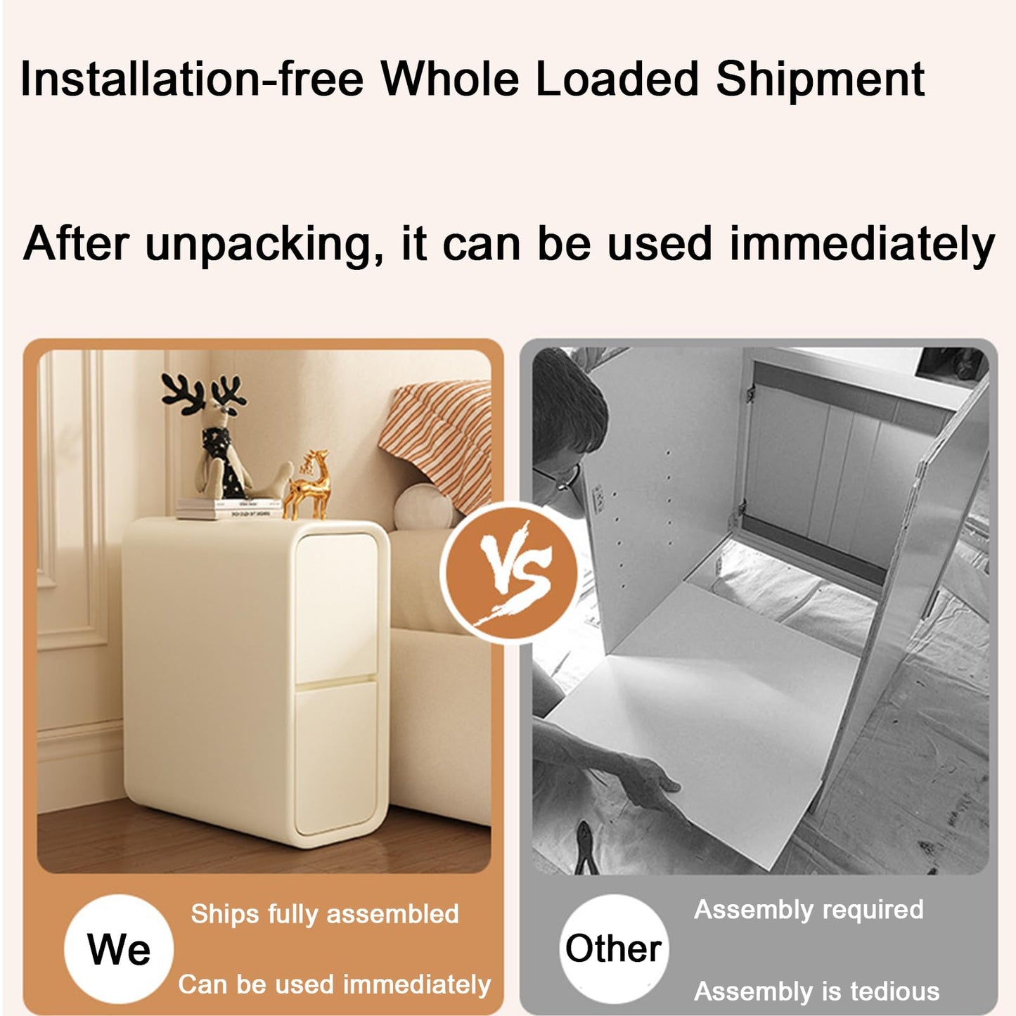 Narrow Nightstand with 2 Drawers, Wood Small Night Stand with Leather Surface for Bedroom, Small Side End Table, Modern Bedside Tables for Bedroom, White
