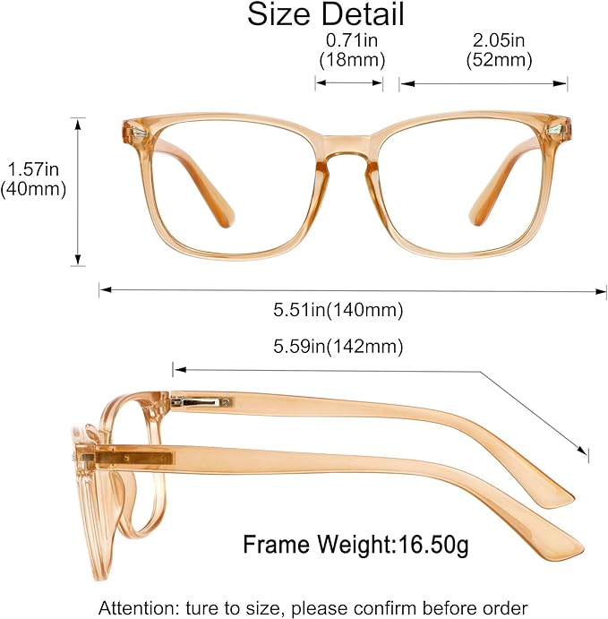 YEIN Bifocal Reading Glasses with Blue Light Blocking Lenses, Bifocal Reader for Women and Men, Vintage Square frame with Spring Hinge (+0.00/+1.50 magnification)